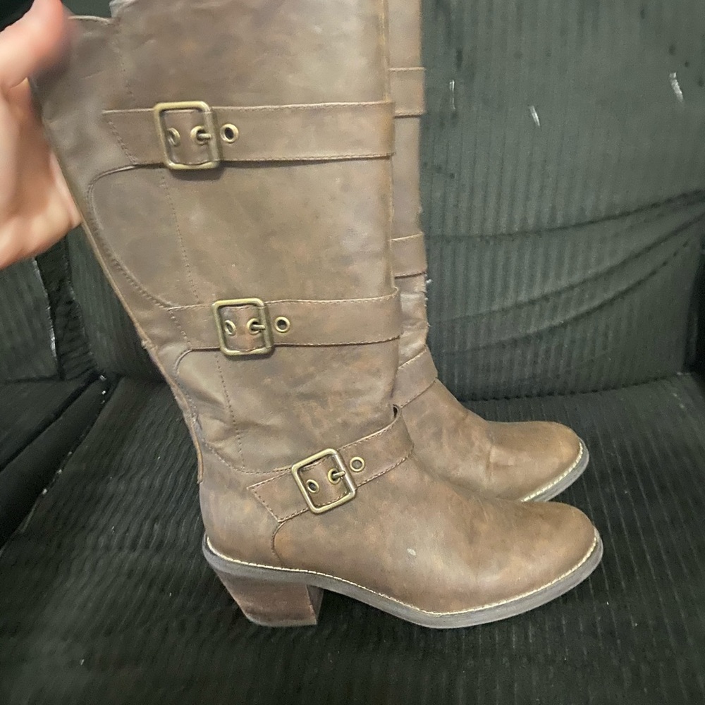 Brown heeled boots